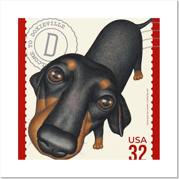 Cute Dachshund Doxie Dog looking innocent Wall Art by Danny Gordon Art